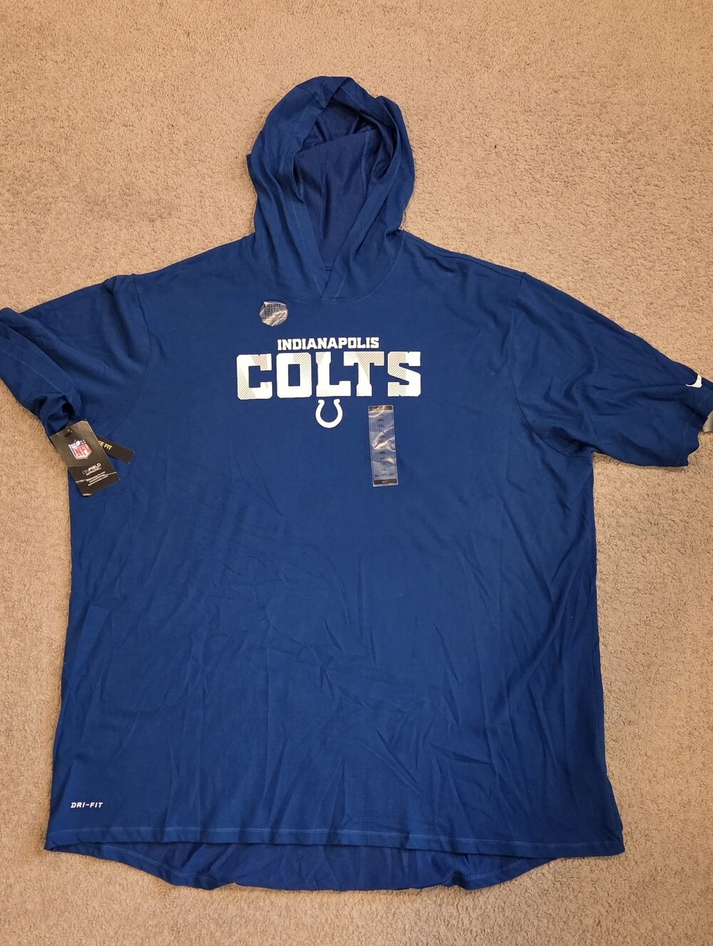 Nike Indianapolis Colts Hooded Tee - Royal Blue & White NWT